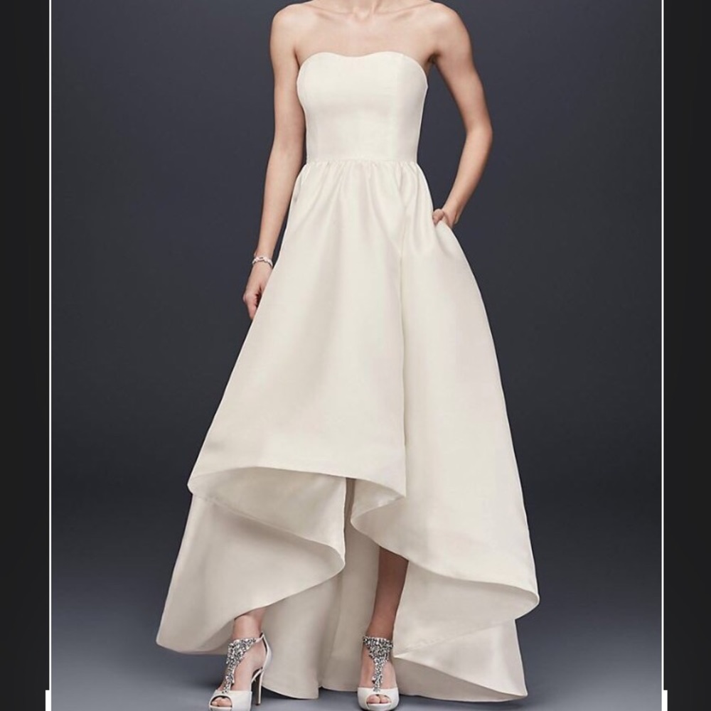 Davids bridal low high satin dress